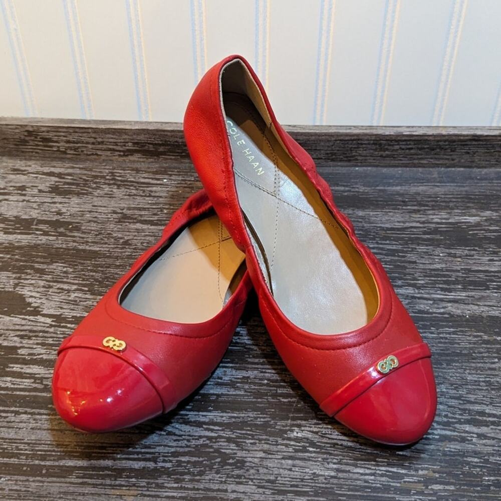 Cole Haan Women's Red Patent Leather Toe Flats Size 7.5